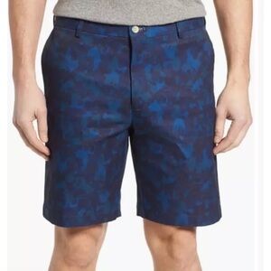 Peter Millar Crown Sport Men’s Carrboro Camo Performance Shorts Blue Green Sz 36